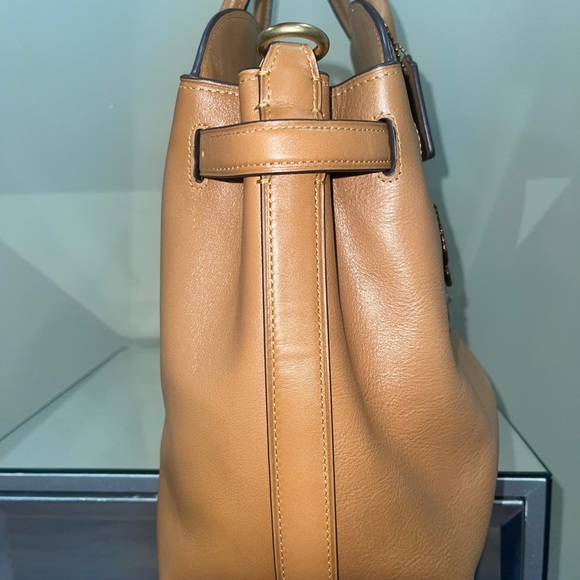 Coach Tan Shoulder Bag with Floral Accents - Picture 3 of 11